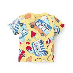 Babyhug Single Jersey  Knit  T-Shirt & Shorts Set with Car Print - Yellow & Blue