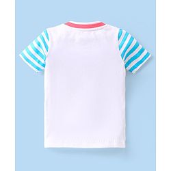 Babyhug Single Jersey Knit Half Sleeves T-Shirt &  Shorts Set with Striped  & Car Print - Blue & Red