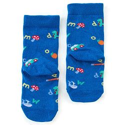 Cute Walk by Babyhug Anti Bacterial Ankle Length Socks Striped & Teddy Design Pack of 3 - Blue & Yellow