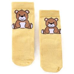 Cute Walk by Babyhug Anti Bacterial Ankle Length Socks Striped & Teddy Design Pack of 3 - Blue & Yellow