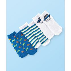 Cute Walk by Babyhug Anti Bacterial Ankle Length Socks Car Design Pack Of 3 - Multicolour