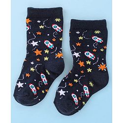 Cute Walk by Babyhug Anti Bacterial Ankle Length Socks Rocket Design Pack Of 3 - Multicolour