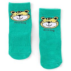 Cute Walk by Babyhug Anti Bacterial Ankle Length Socks Tiger Design Pack Of 3 - Green