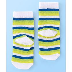 Cute Walk by Babyhug Anti Bacterial Ankle Length Socks Striped & Dino Design Pack of 3 - Multicolour