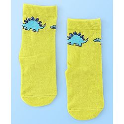 Cute Walk by Babyhug Anti Bacterial Ankle Length Socks Striped & Dino Design Pack of 3 - Multicolour
