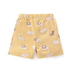 Babyhug 100% Cotton Knit Half Sleeves T-Shirt & Shorts With Animals Print - Yellow