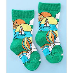 Cute Walk by Babyhug Anti Bacterial Ankle Length Socks Boat Design Pack Of 3 - Multicolour