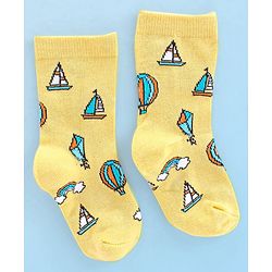 Cute Walk by Babyhug Anti Bacterial Ankle Length Socks Boat Design Pack Of 3 - Multicolour