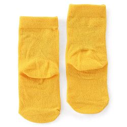 Cute Walk by Babyhug Anti Bacterial Ankle Length Socks with Striped & Teddy Bear Design - Blue Yellow & White