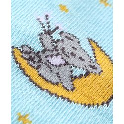 Cute Walk by Babyhug Anti Bacterial Ankle Length Socks with Striped & Teddy Bear Design - Blue Yellow & White