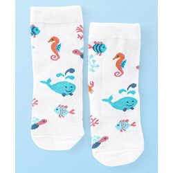 Cute Walk by Babyhug Anti Bacterial Ankle Length Socks Fish Design Pack Of 3 - Multicolour