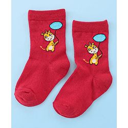 Cute Walk by Babyhug Anti Bacterial Ankle Length Socks Giraffe Design Pack Of 3 - Multicolour