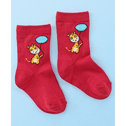 Cute Walk by Babyhug Anti Bacterial Ankle Length Socks Giraffe Design Pack Of 3 - Multicolour