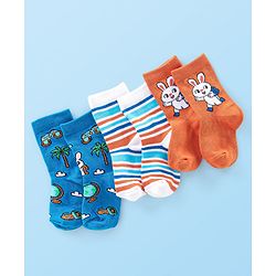 Cute Walk by Babyhug Anti Bacterial Ankle Length Socks Bunny Design Pack Of 3 - Multicolour