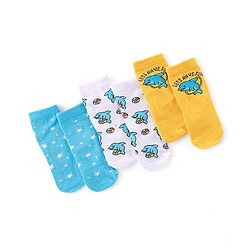 Cute Walk by Babyhug Anti Bacterial Ankle Length Socks Dolphin Design Pack Of 3 - Multicolour