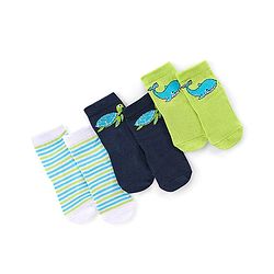 Cute Walk by Babyhug Anti Bacterial Ankle Length Socks Whale Design Pack Of 3 - Multicolour