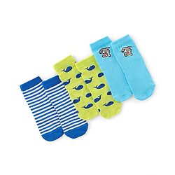 Cute Walk by Babyhug Anti Bacterial Ankle Length Socks Whale Design Pack Of 3 - Multicolour