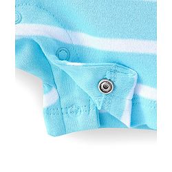 Babyhug 100% Cotton Knit Interlock Half Sleeves Romper with Striped & Animals Print - Blue