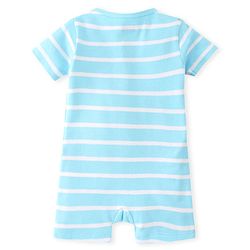 Babyhug 100% Cotton Knit Half Sleeves Romper with Bear Print - Blue