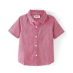 Babyhug 100% Cotton Woven Half Sleeve Regular Collar Checks Shirt with Bow Applique - Red