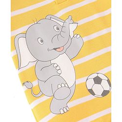 Babyhug 100% Cotton Knit Half Sleeves Romper with Elephant Print - Yellow