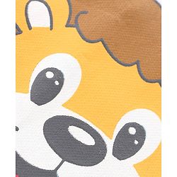 Babyhug 100% Cotton Knit Half Sleeves Striped Romper with Lion Print - Blue