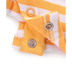 Babyhug 100% Cotton Knit Half Sleeves Romper With Striped Print - Yellow