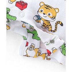 Babyhug 100% Cotton Half Sleeves Romper With Animals Print Pack Of 2 - Blue & White