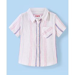 Babyhug Cotton Half Sleeves Striped Shirt - White