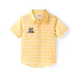 Babyhug Cotton Woven Half Sleeve Regular Collar Stripe Shirt - Yellow