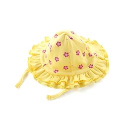 Babyhug 100% Cotton Knit Sleeveless Floral Printed Frock Style Onesie with Cap & Butterfly Patch - Yellow