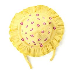 Babyhug 100% Cotton Knit Sleeveless Floral Printed Frock Style Onesie with Cap & Butterfly Patch - Yellow