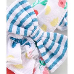 Babyhug 100% Cotton Knit Sleeveless Frock Style Onesie With Floral Print - Multicolour