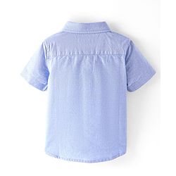 Babyhug 100% Cotton Woven Half Sleeves Solid Shirt with Tiger Print - Blue