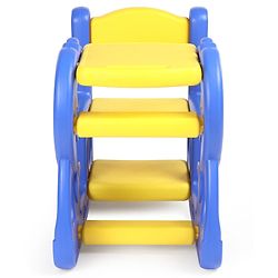 Babyhug Single Seater Dolphin Study Desk For Nursery with Under Seat Storage Easy Assembly - Blue & Yellow
