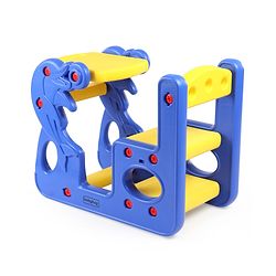 Babyhug Single Seater Dolphin Study Desk For Nursery with Under Seat Storage Easy Assembly - Blue & Yellow