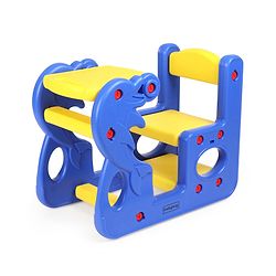 Babyhug Single Seater Dolphin Study Desk For Nursery with Under Seat Storage Easy Assembly - Blue & Yellow