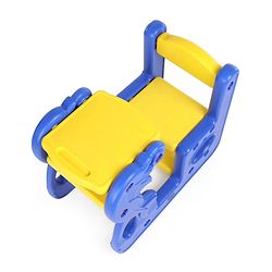 Babyhug Single Seater Dolphin Study Desk For Nursery with Under Seat Storage Easy Assembly - Blue & Yellow