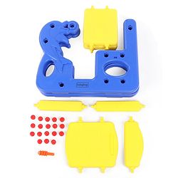 Babyhug Single Seater Dolphin Study Desk For Nursery with Under Seat Storage Easy Assembly - Blue & Yellow