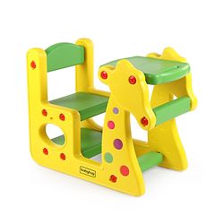 Babyhug Single Seater Giraffe Study Desk For Nursery with Under Seat Storage Easy Assembly  - Yellow & Green