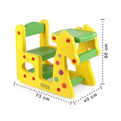 Babyhug Single Seater Giraffe Study Desk For Nursery with Under Seat Storage Easy Assembly  - Yellow & Green