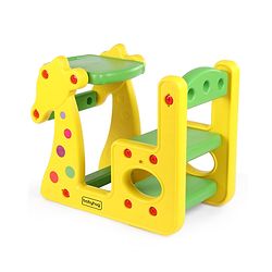 Babyhug Single Seater Giraffe Study Desk For Nursery with Under Seat Storage Easy Assembly  - Yellow & Green