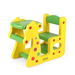 Babyhug Single Seater Giraffe Study Desk For Nursery with Under Seat Storage Easy Assembly  - Yellow & Green