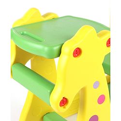 Babyhug Single Seater Giraffe Study Desk For Nursery with Under Seat Storage Easy Assembly  - Yellow & Green