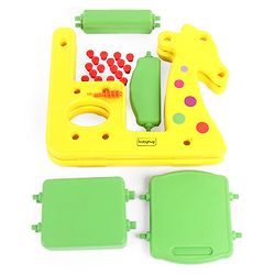 Babyhug Single Seater Giraffe Study Desk For Nursery with Under Seat Storage Easy Assembly  - Yellow & Green