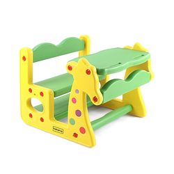 Babyhug Strong and Durable Double Seater Kids Activity Study Desk  - Yellow & Green