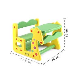 Babyhug Strong and Durable Double Seater Kids Activity Study Desk  - Yellow & Green