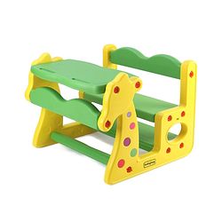 Babyhug Strong and Durable Double Seater Kids Activity Study Desk  - Yellow & Green