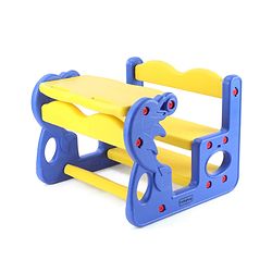 Babyhug Double Seater Dolphin Study Desk For Nursery with Under Seat Storage Easy Assembly - Blue & Yellow