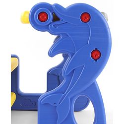Babyhug Double Seater Dolphin Study Desk For Nursery with Under Seat Storage Easy Assembly - Blue & Yellow